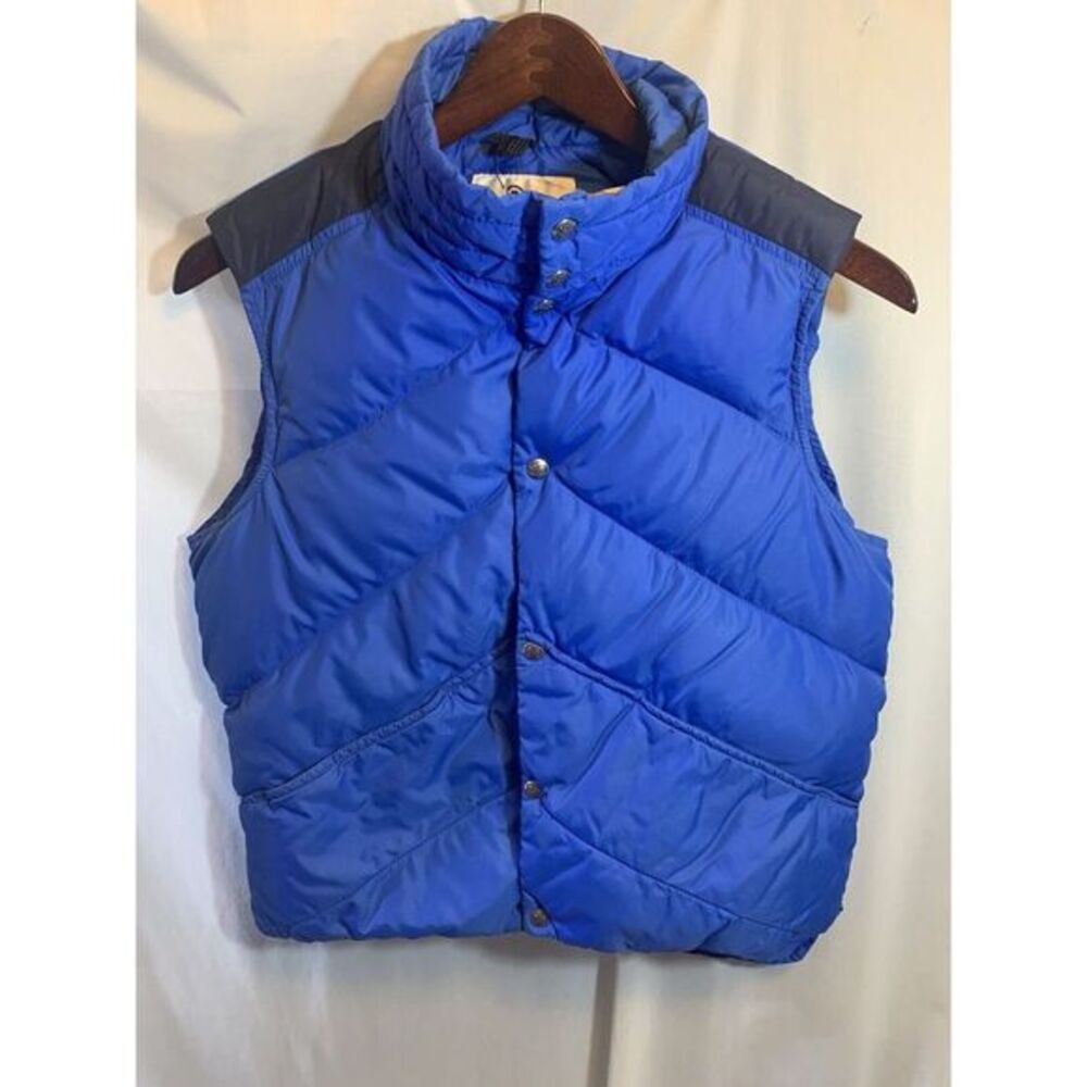 Mens M Woolrich VTG‎ Goose Down Puffer Vest Blue Made USA 42823 21406 Snap Down